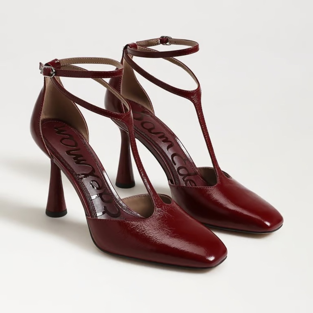 Sam Edelman Everett Red Patent Leather T-Strap Heels in size 8
